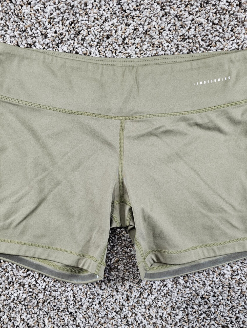 I Am Becoming IAB MFG Shorts Womens Sz 8 (M) Olive Green Workout Gym Activewear